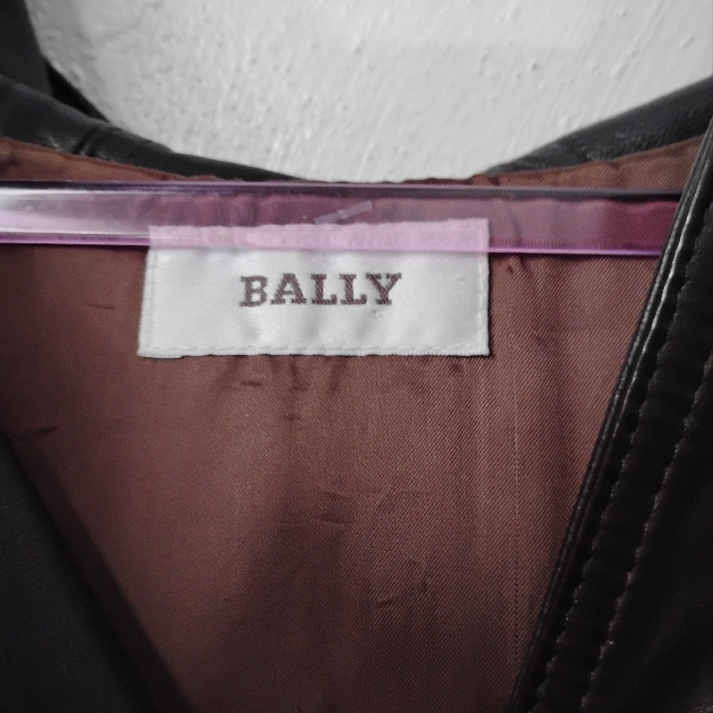 Bally Dark Brown Leather Women's Jacket with Hood Mint Sz 14 - Picture 2 of 8